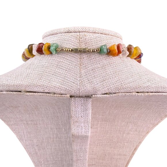 Multi-Color Unisex Natural Stone Beaded Necklace Bohemian Handmade Adjustable - Picture 2 of 3